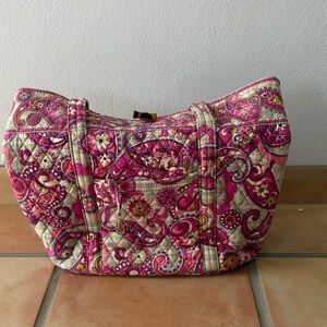 Vera Bradley Pink and Cream Floral Hobo Bag
